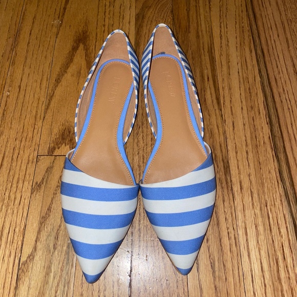 J.crew blue and white striped flats (sz 7) - Picture 1 of 3